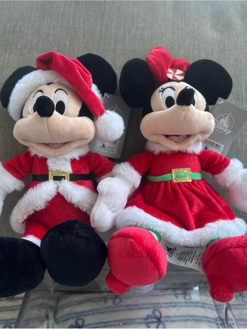 NWT Shanghai Disney Mickey Minnie Mouse Holiday Plush Toy Christmas 2Pcs/s